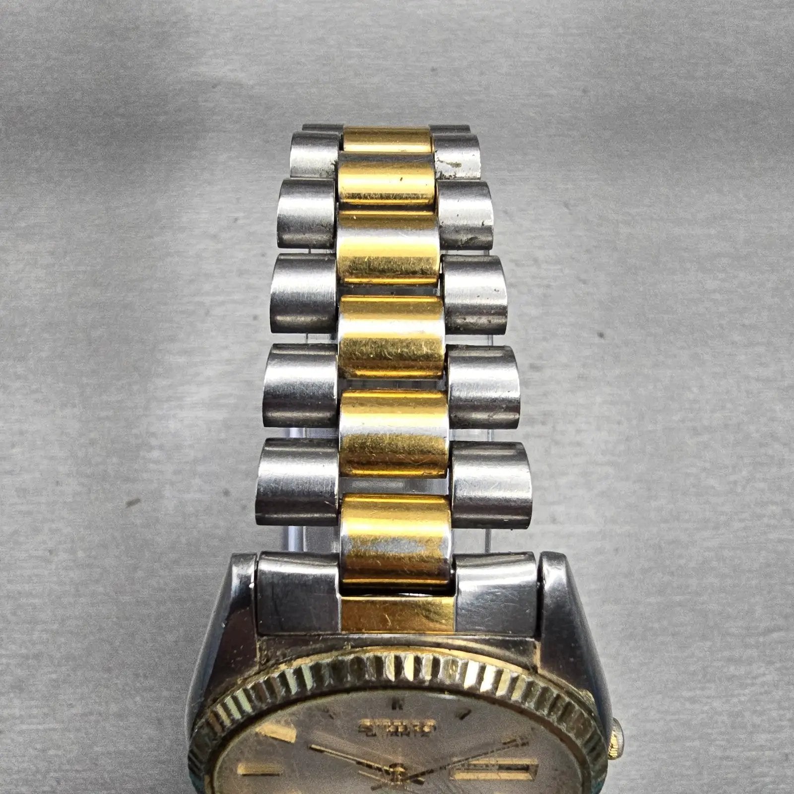 Seiko President Watch Men 35mm Silver Dial Two Tone Daydate 5Y23-8A69 New Batt4