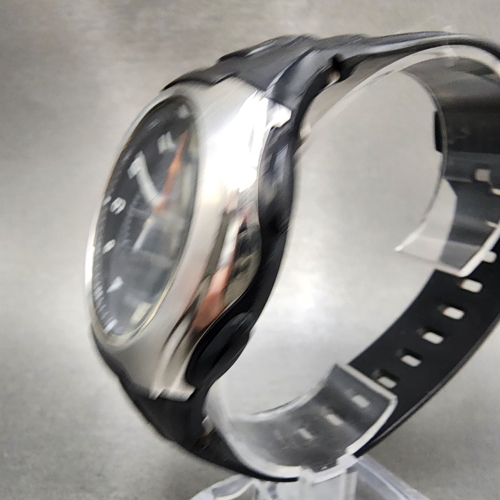 Casio Wave Ceptor Watch Men 43mm Black Dial Silver Tone Analog Digital  Solar B12