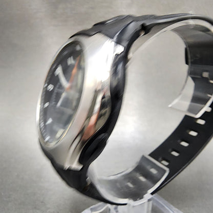 Casio Wave Ceptor Watch Men 43mm Black Dial Silver Tone Analog Digital  Solar B12