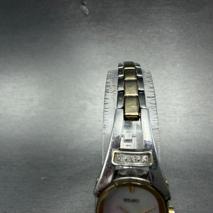 Seiko Watch Women 18mm MOP Dial Two Tone Diamond Bezel 1N00-0JB0 New Battery4