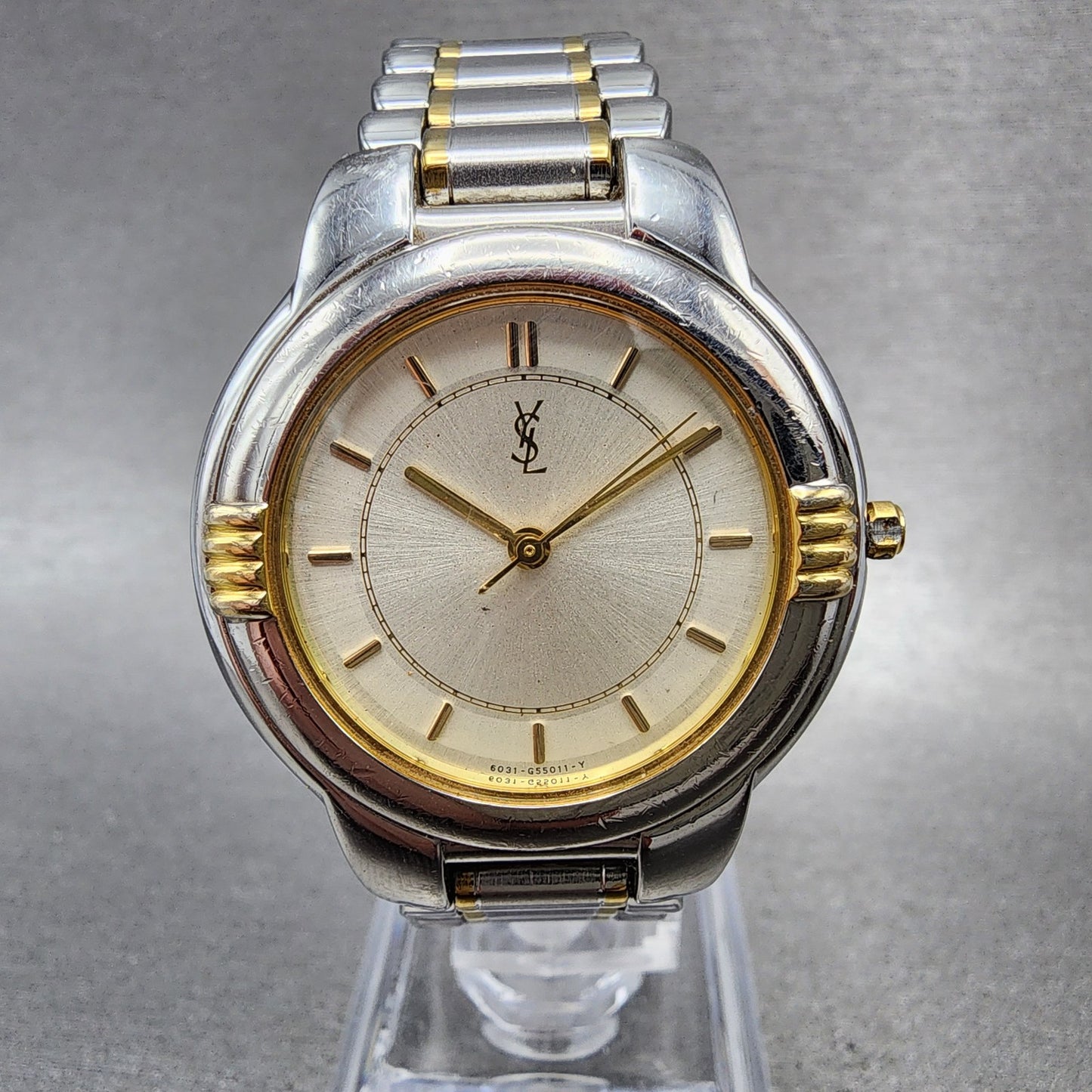 Yves Saint Laurent Watch Women 32mm Champagne Dial Two Tone Round new BatteryAB10