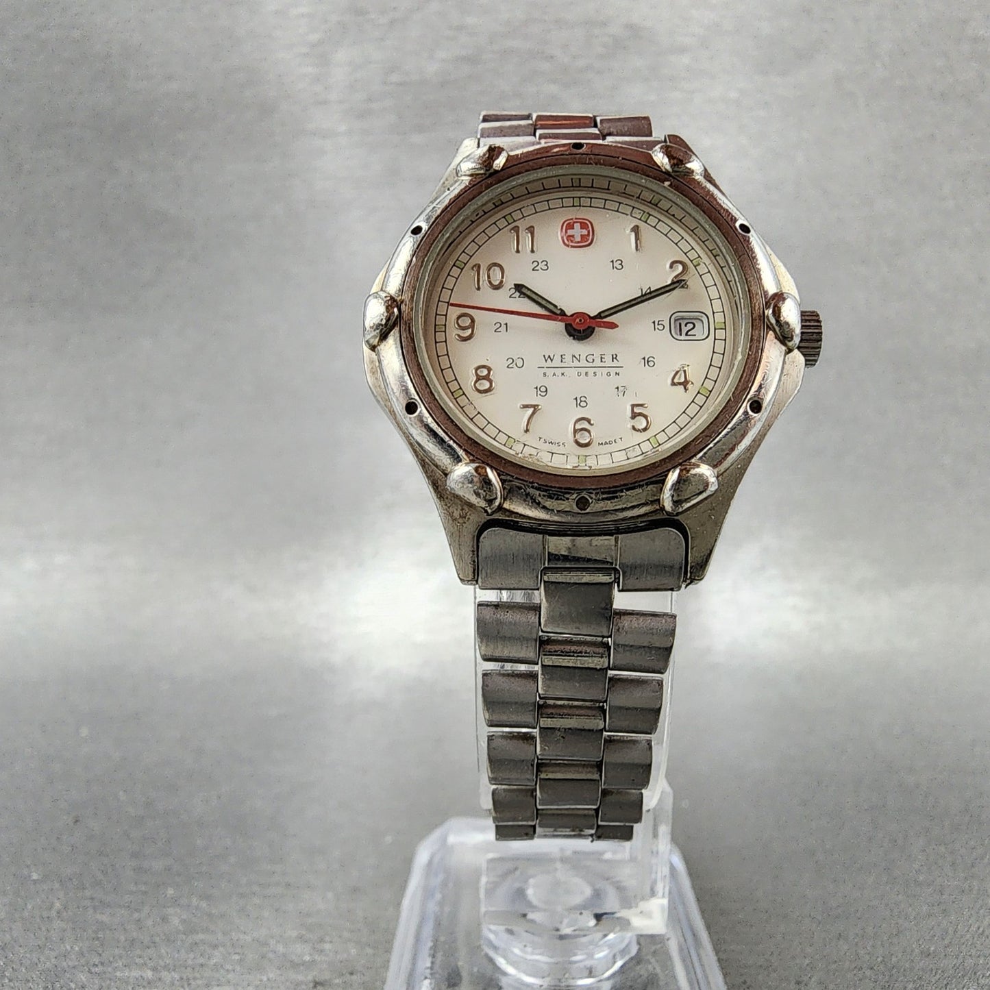 Wenger SAK Design Watch Women 29mm White Dial Steel Date Round New Battery5