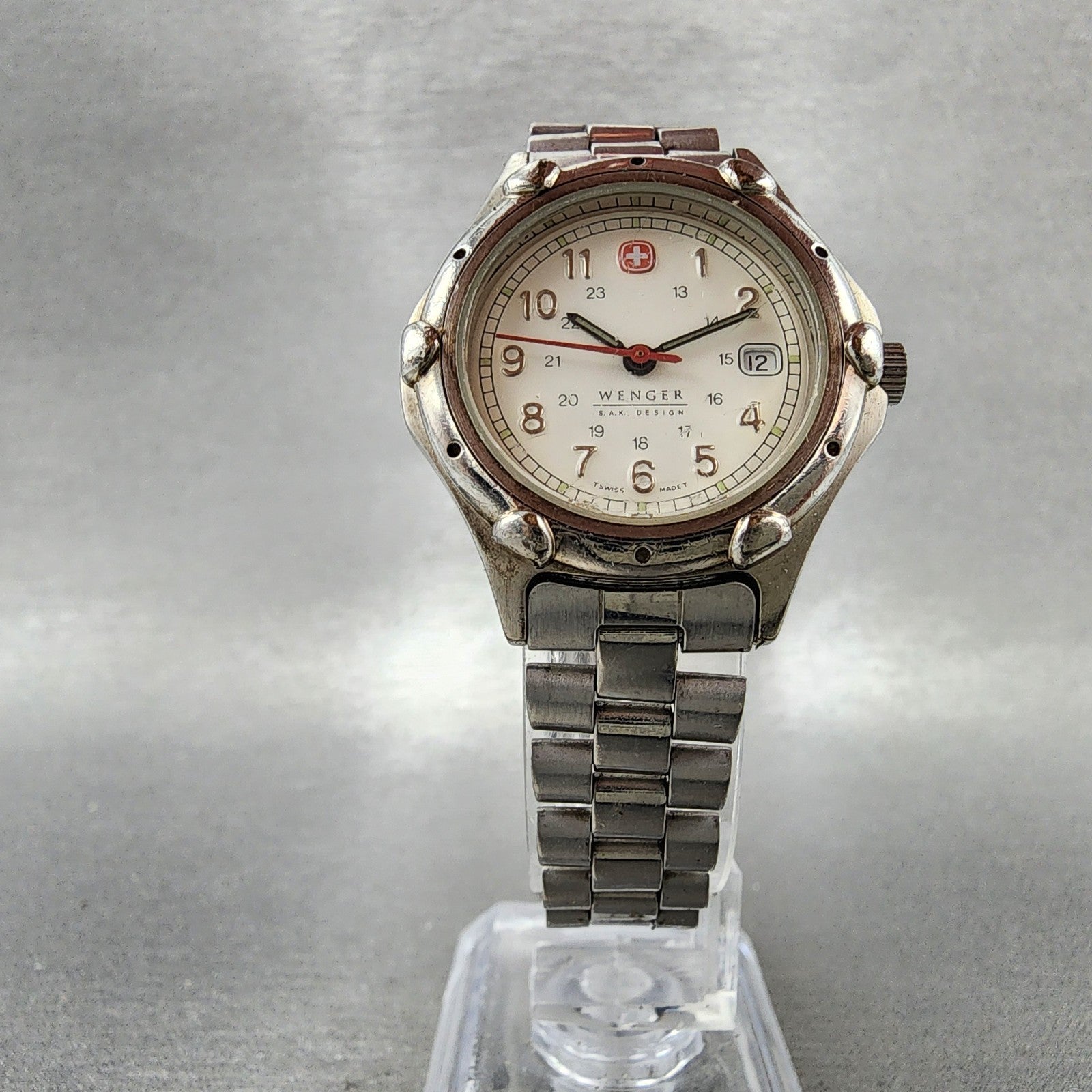 Wenger SAK Design Watch Women 29mm White Dial Steel Date Round New Battery5