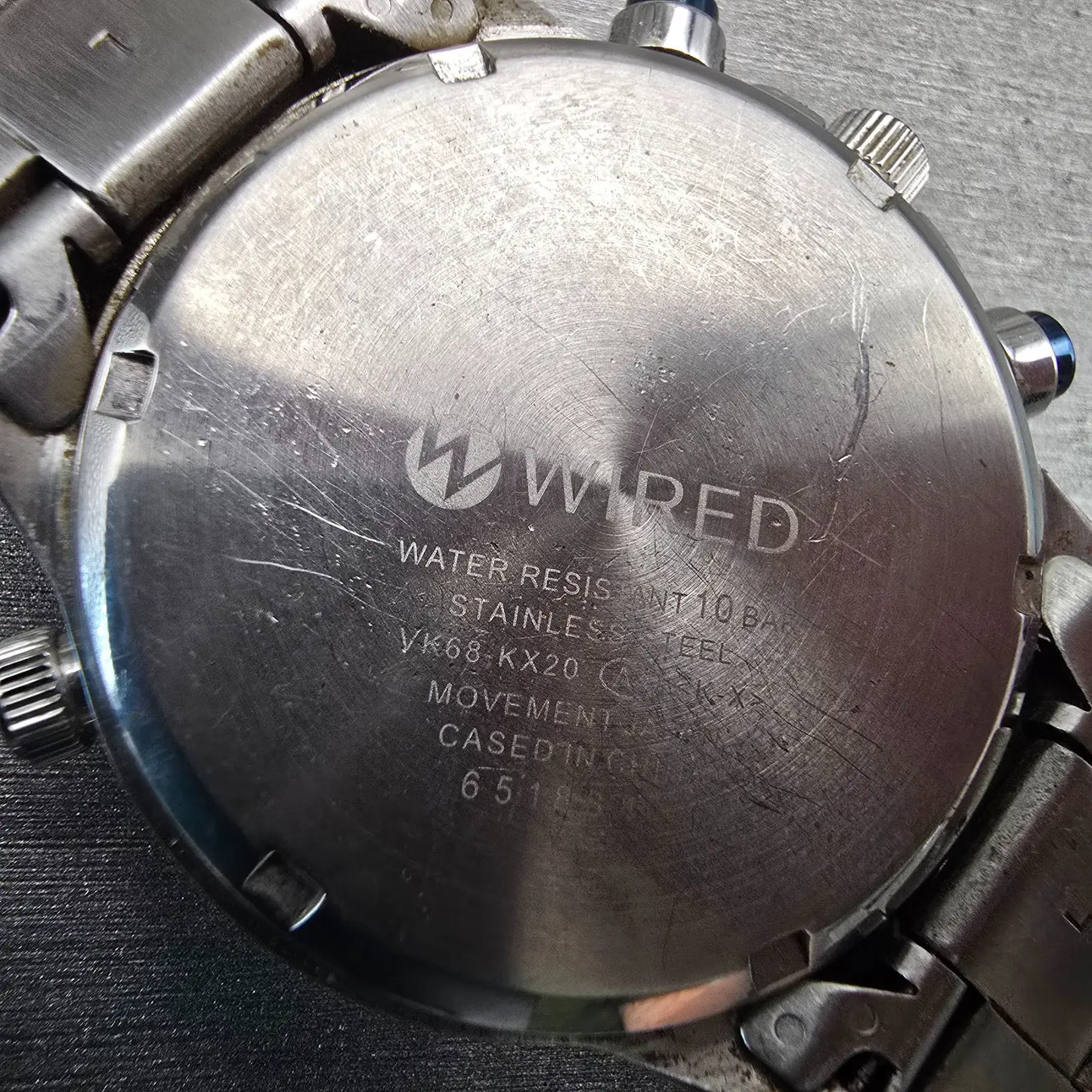 Seiko Wired Chronograph Watch Men 44mm Blue Dial Silver Tone VK68-KX20 New Batt10