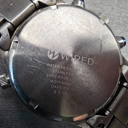 Seiko Wired Chronograph Watch Men 44mm Blue Dial Silver Tone VK68-KX20 New Batt10