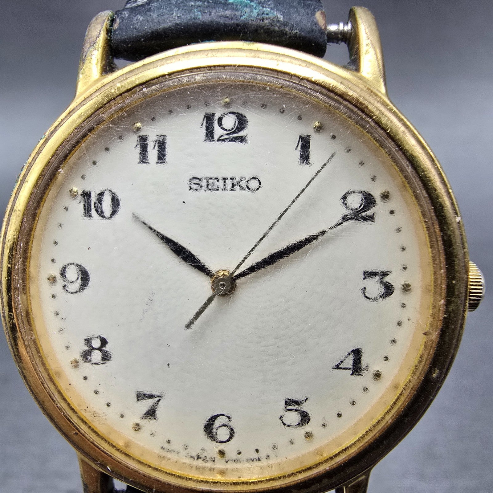 Seiko Watch Men 33mm Cream Dial Gold Tone Round Round V701-2A49 PARTS3