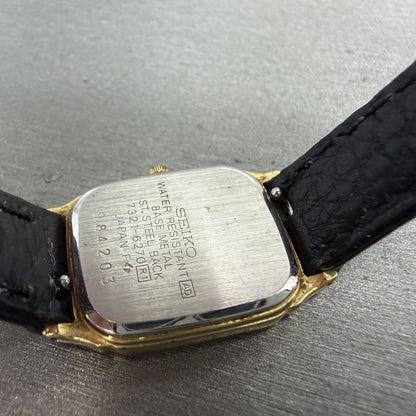 Seiko Tank Watch Women 19mm Champagne Dial Gold Tone 73216270 New Battery9