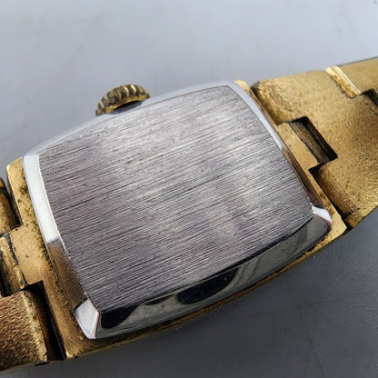 Stowa Pallas Watch Women Gold Tone Gold Dial 16mm Rectangle Manual Wind Runs