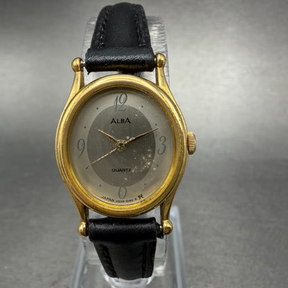Seiko Alba Watch Women 19mm Silver Dial Gold Tone Oval V233-5890 New Battery0