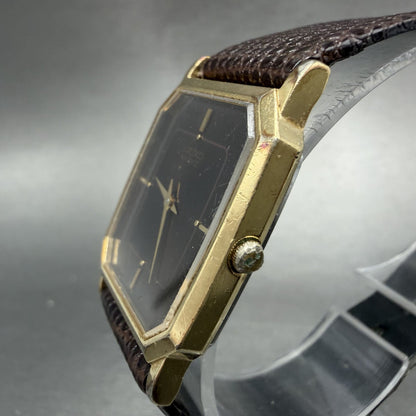 Seiko Tank Watch Men 26mm Brown Dial Gold Tone Hexagon 5P30-5079 PARTS3