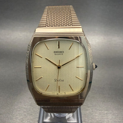 Seiko Dolce Watch Men 30mm Champagne Dial Gold Tone 7731-5090 New Battery0
