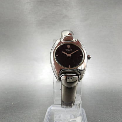 Citizen Watch Women 20mm Black Dial Silver Tone Round 5421-S76434 New Battery