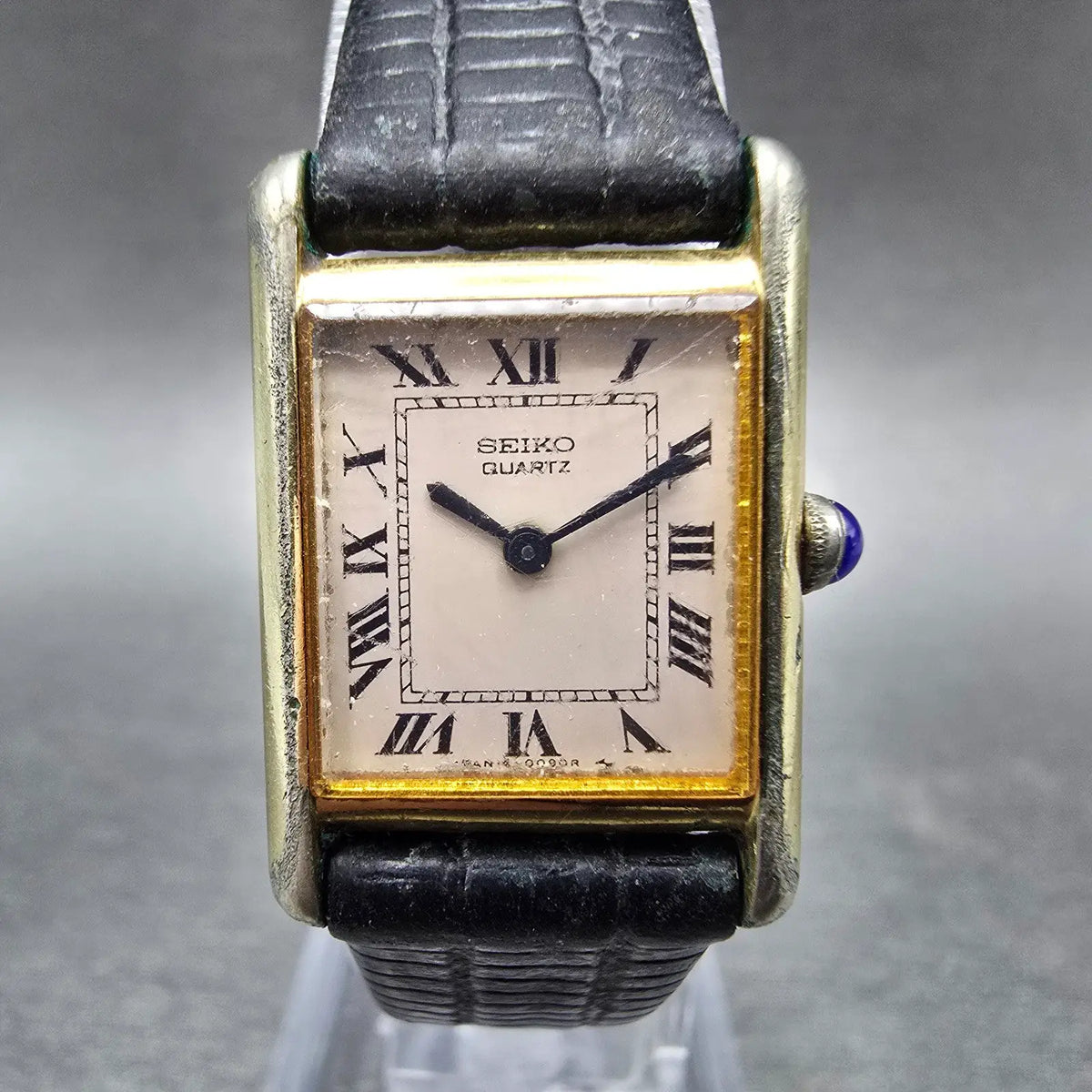 Seiko Tank Watch Women 17mm Cream Dial Gold Rectangle 1400-5039 New Battery VTG90