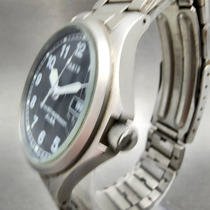 Seiko Alba Carib Watch Men 36mm Black Dial Silver Tone Daydate V743-8000 New Bat2