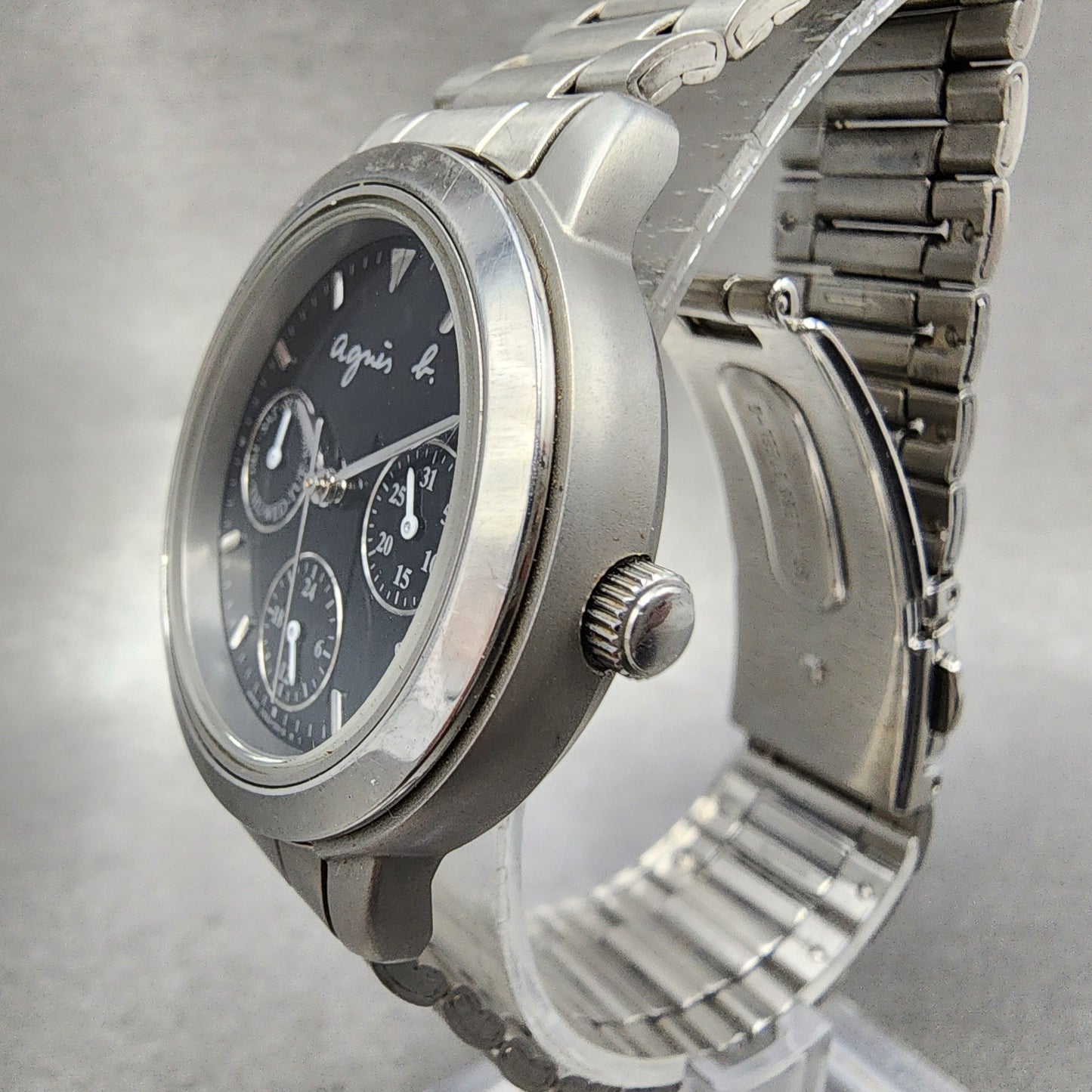 Seiko Agnes B Watch Women 33mm Black Dial Steel Daydate Round V33J0010 New Batt2