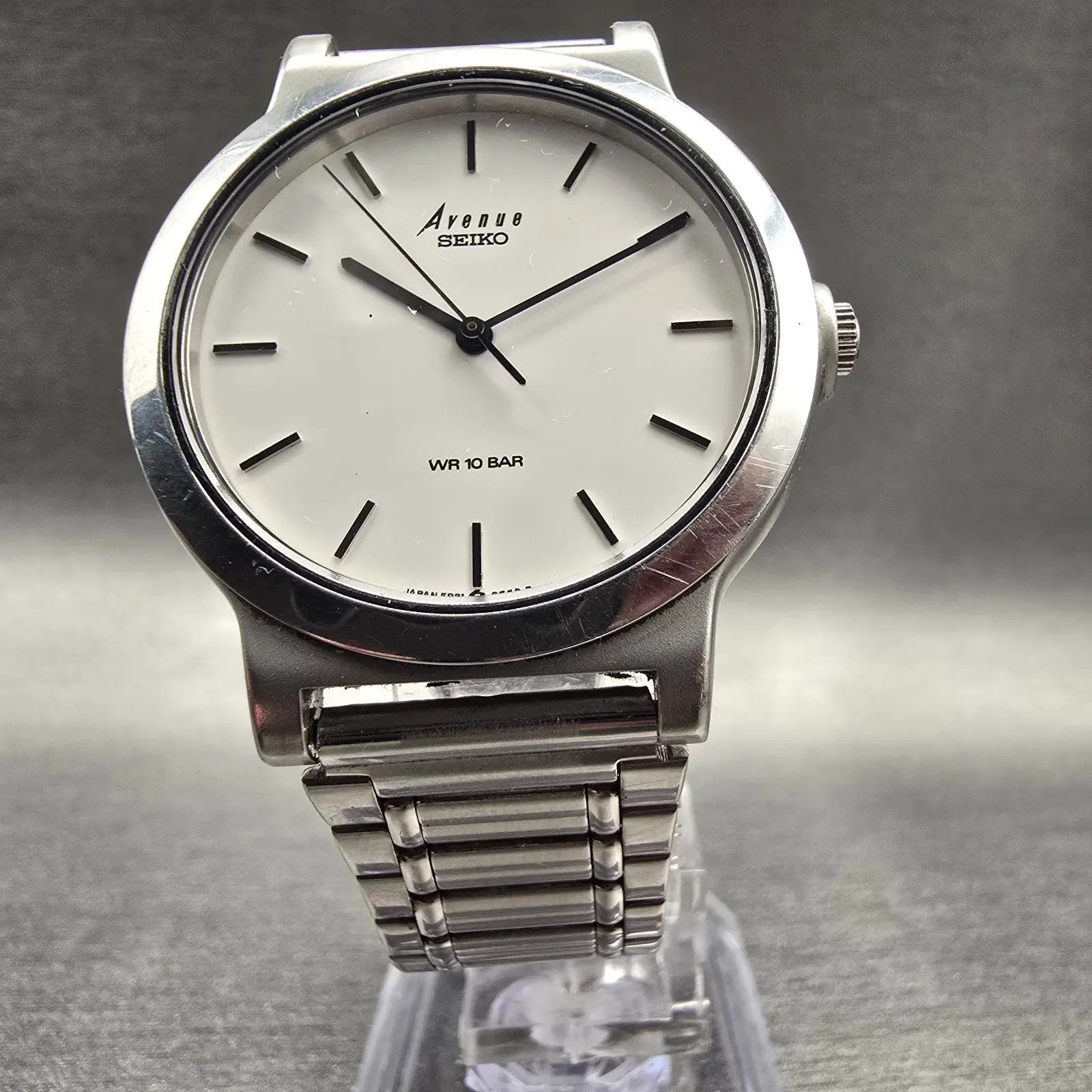 Seiko Avenue Watch Men 33mm White Dial Silver Tone Round 5P31-6C80 New Battery5