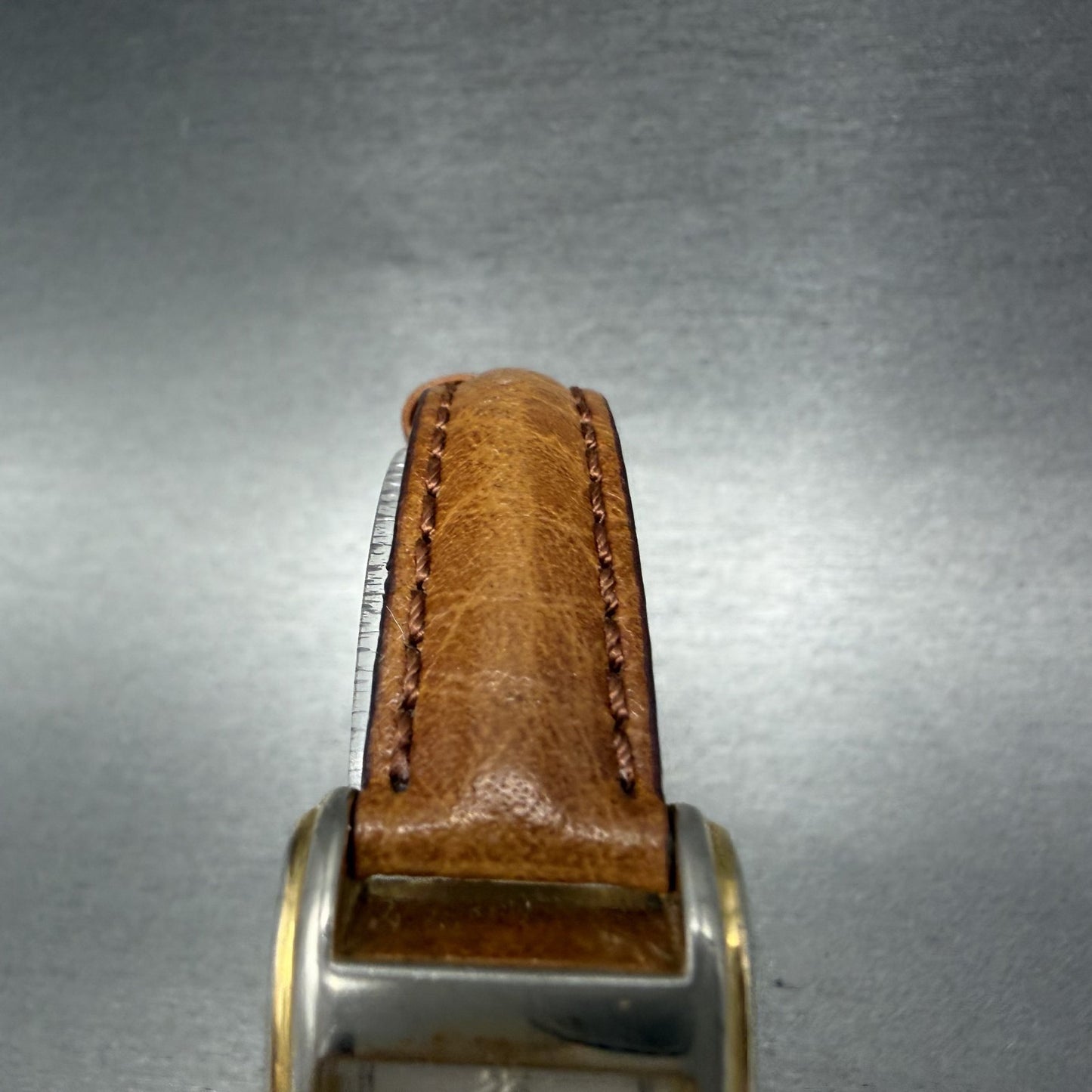 Parker Tank Watch Women 20mm Silver Dial Gold Tone Small Seconds New Battery4