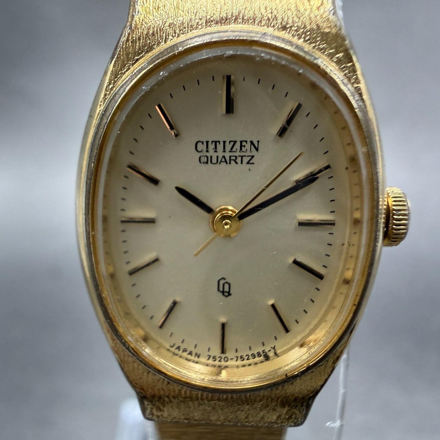 Citizen CQ Watch Women 18mm Champagne Dial Gold Tone Oval 4-752112 New Battery1