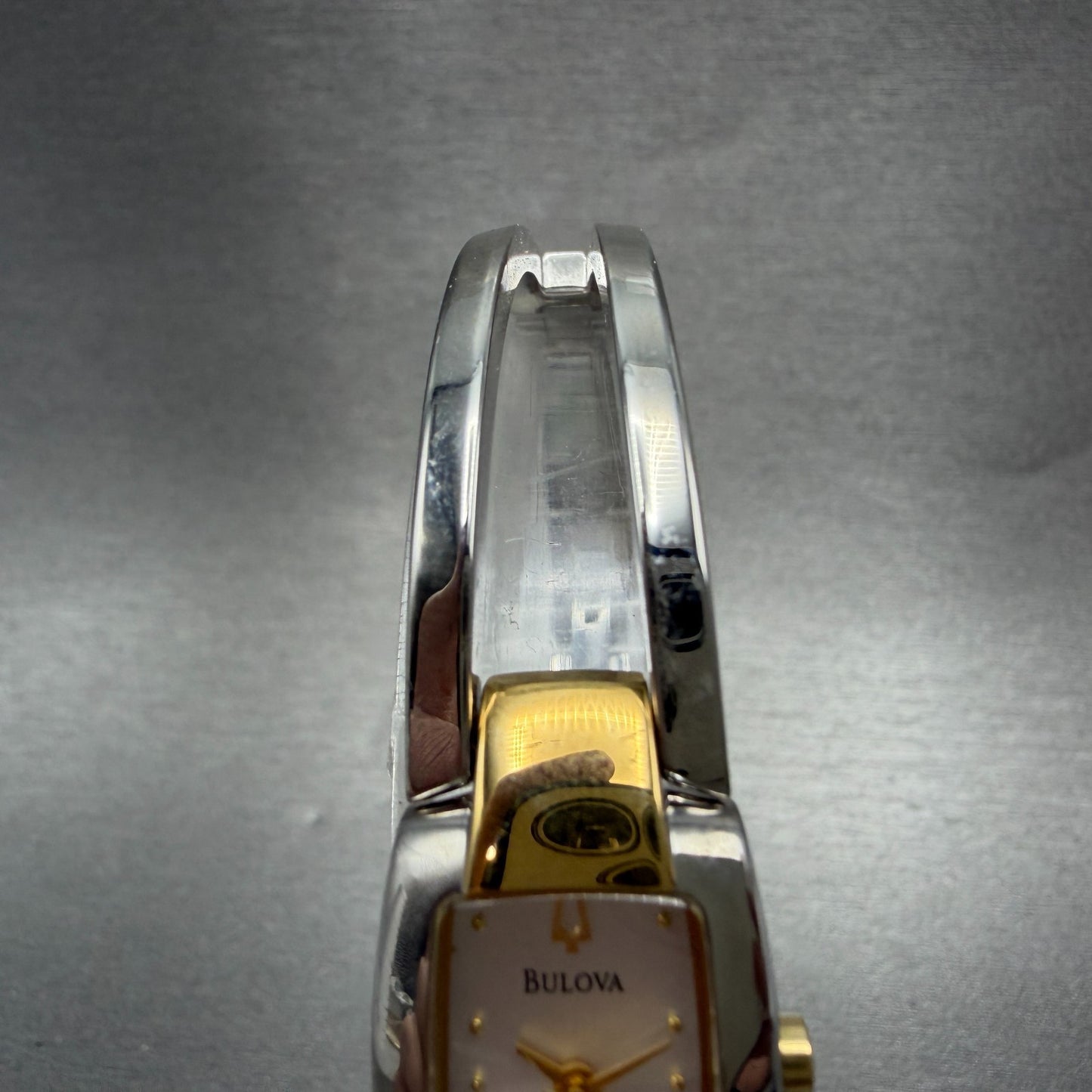 Bulova Tank Watch Women 17mm Silver Dial Two Tone Rectangle 98T81 New Battery4