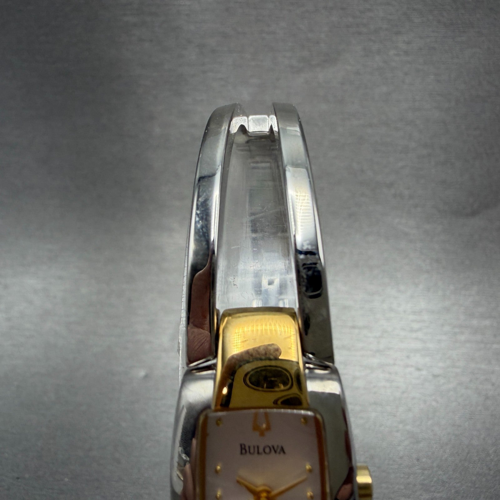 Bulova Tank Watch Women 17mm Silver Dial Two Tone Rectangle 98T81 New Battery4