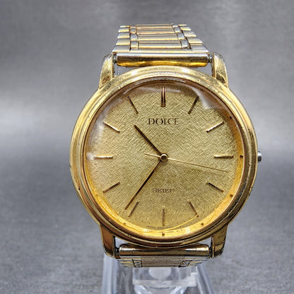 Seiko Dolce Watch Men 32mm Champagne Dial Gold Tone 5s216011 New Battery READ!!0