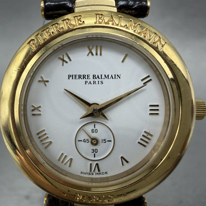 Pierre Balmain Watch Women 26mm White Dial Gold Tone Small Seconds New battery1