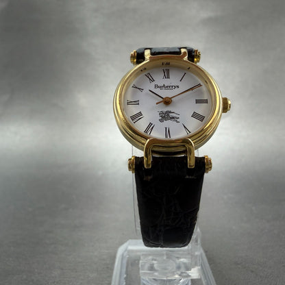 Burberry Watch Women 24mm White Dial Gold Tone Round 3200 New Battery5