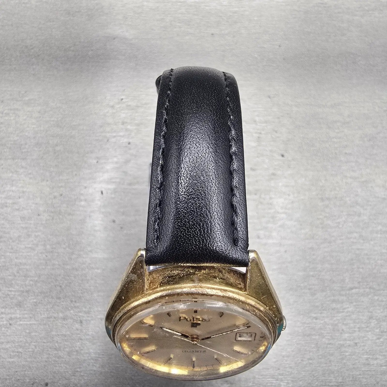 Seiko Pulsar Watch Men 36mm Champagne Dial Gold Tone Date Y562-8139 New Battery4