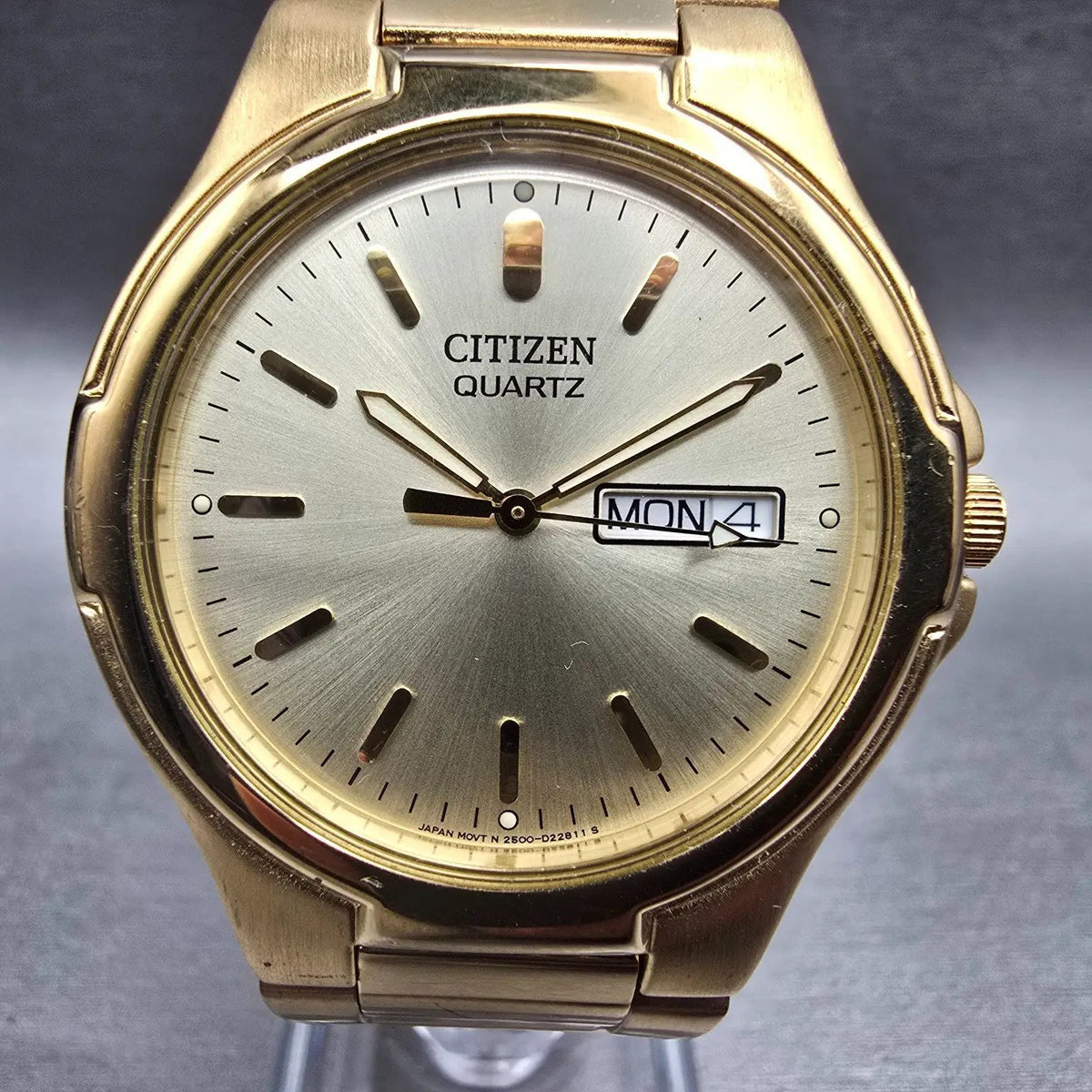 Citizen Watch Men 36mm Champagne Dial Gold Tone Daydate 2500-S99337 New Battery1