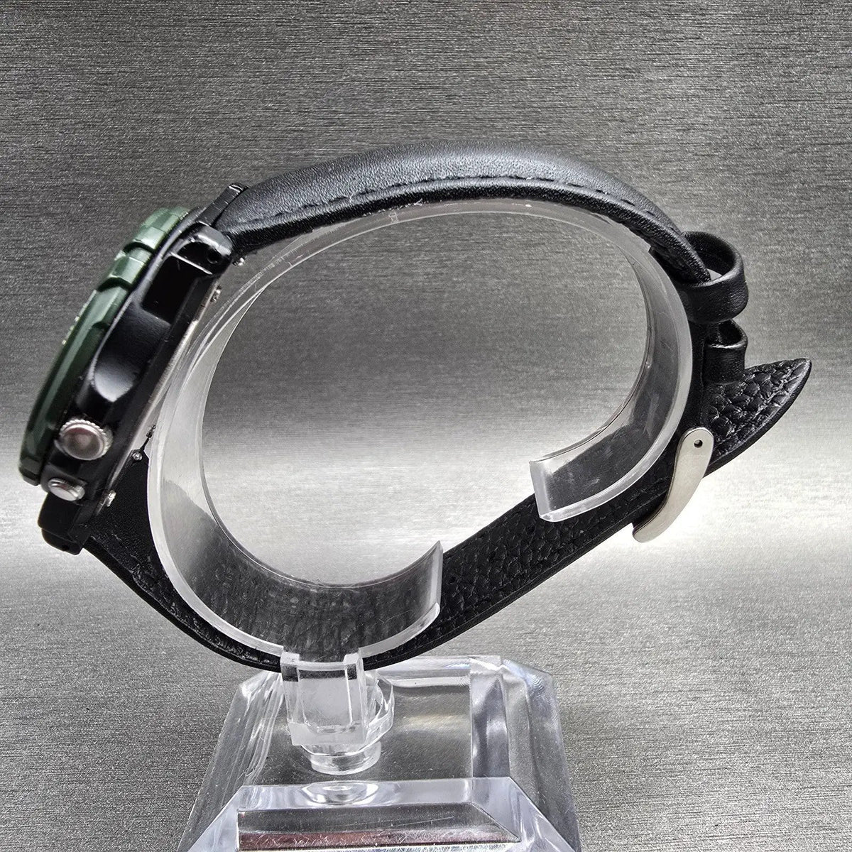 Seiko Alba Watch Men 38mm Cream Dial Black Green Alarm Round Y974-6A40 New Batt6