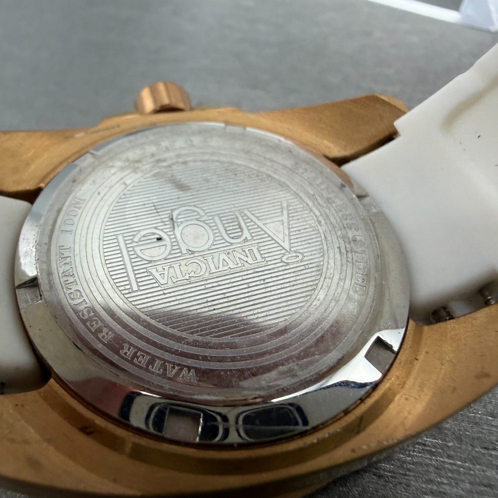 Invicta Angel Dive Watch Women 39mm Gold Dial Rose Gold Tone Date New Battery9