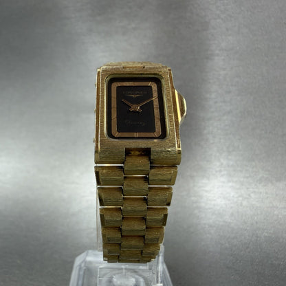 Longines Tank Watch Women 17mm Black Dial Gold Tone Rectangle New Battery5