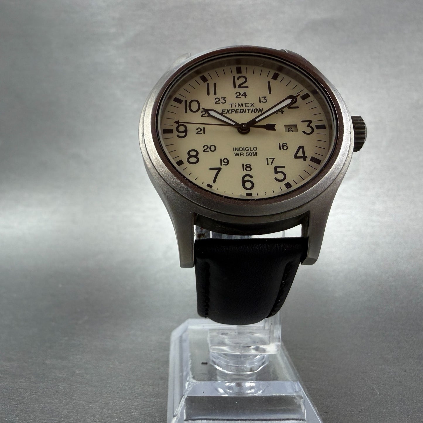 Timex Expedition Scout Watch Men 41mm Cream Dial Silver Tone Date T49963 New Bat5