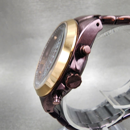 Fossil Modern Courier Watch Women 36mm Brown Dial Purple Tone Chrono New Battery2