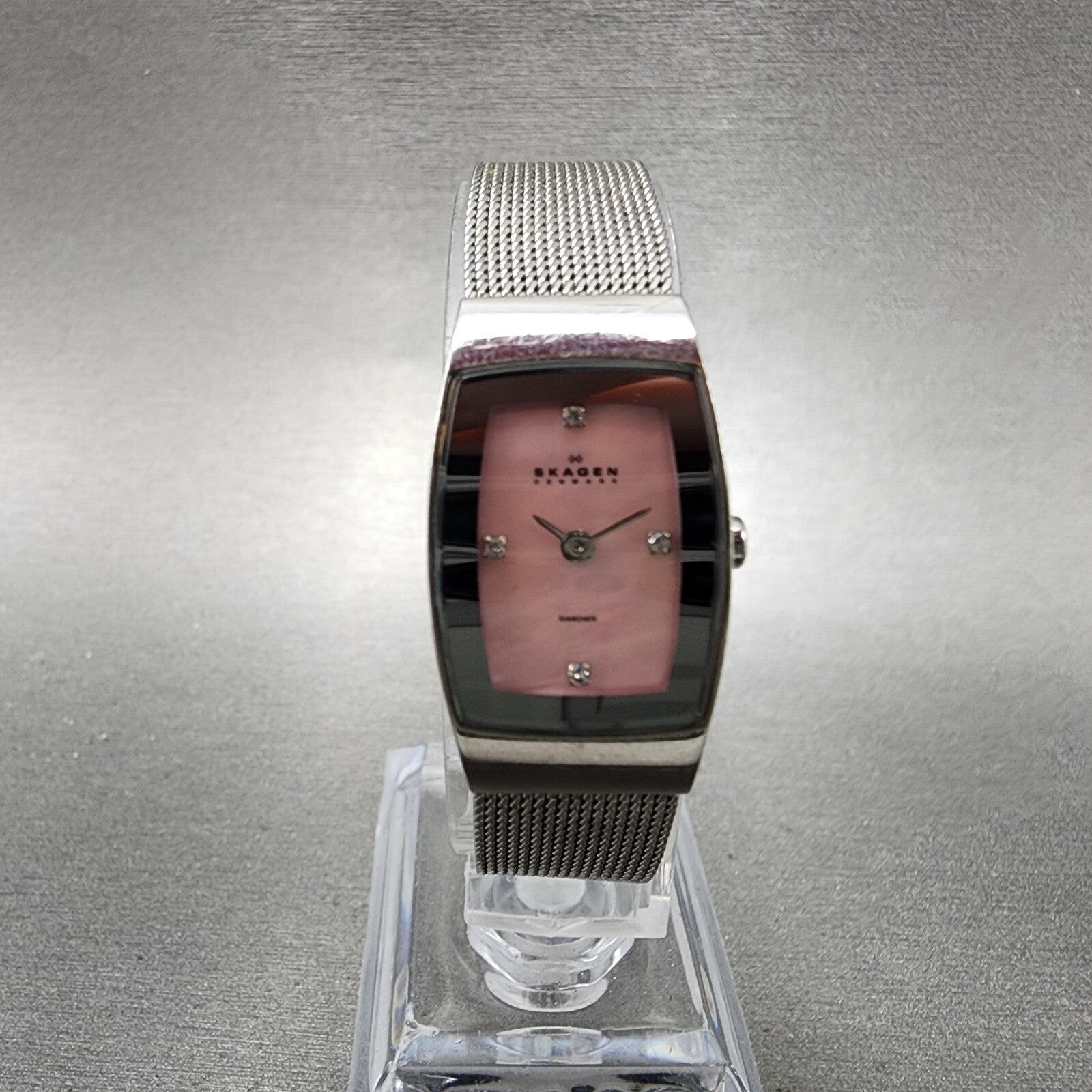 Skagen Watch Women 16mm MOP Dial Silver Tone Rectangle 271SSSPMPD New battery0