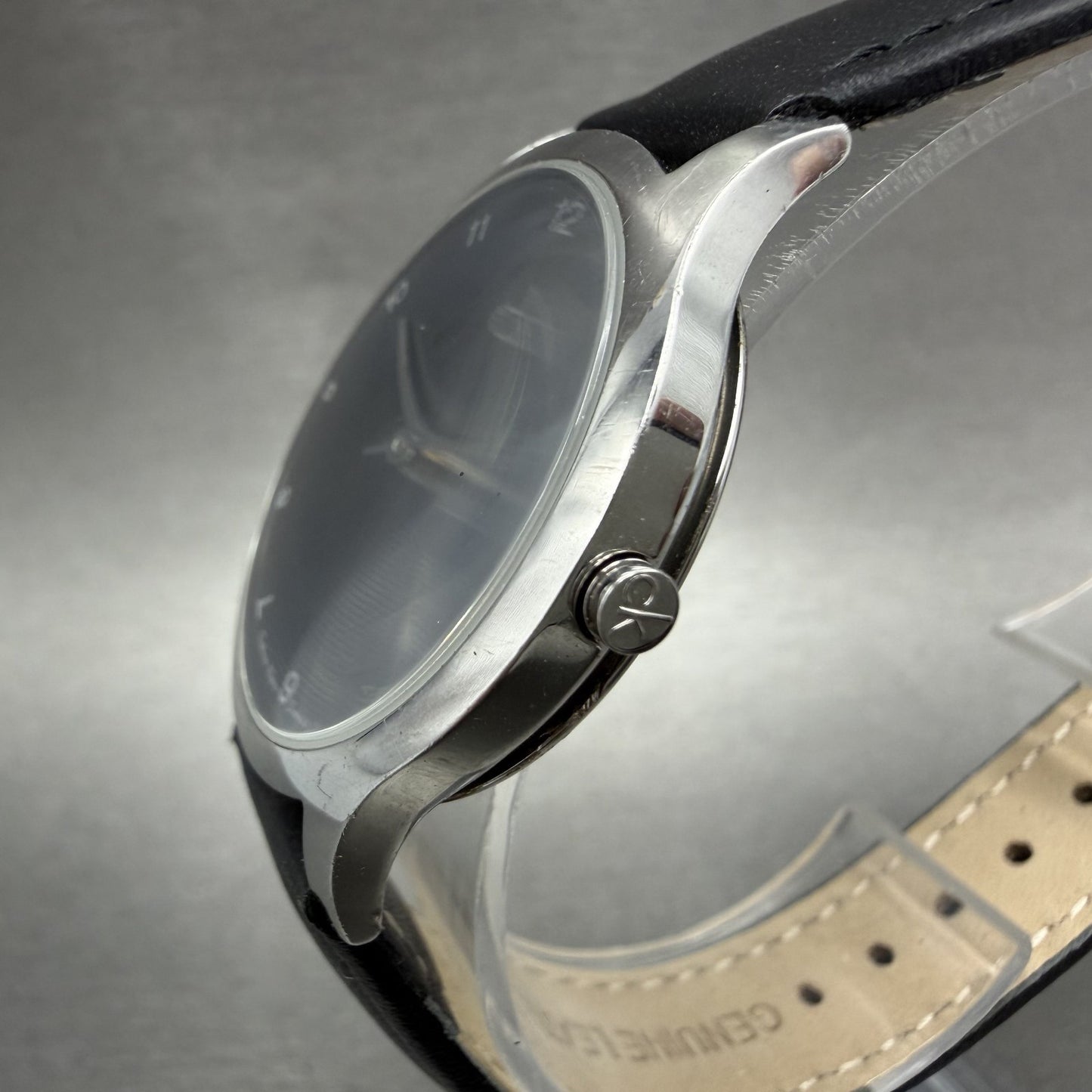 Calvin Klein Watch Men 32mm Black Dial Silver Tone Round K26221 New Battery2