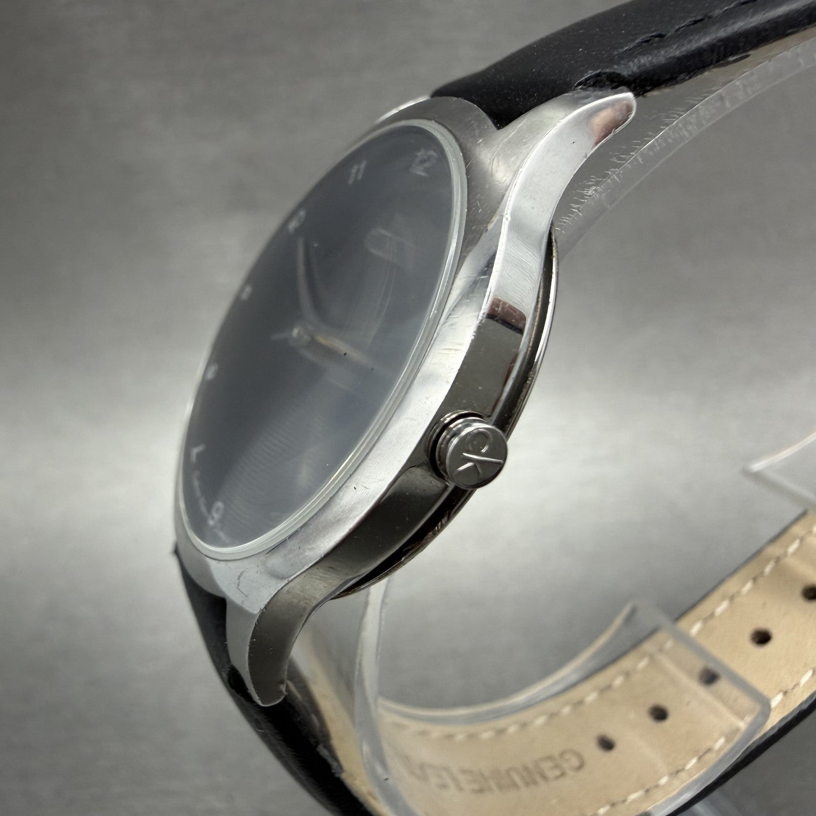 Calvin Klein Watch Men 32mm Black Dial Silver Tone Round K26221 New Battery2
