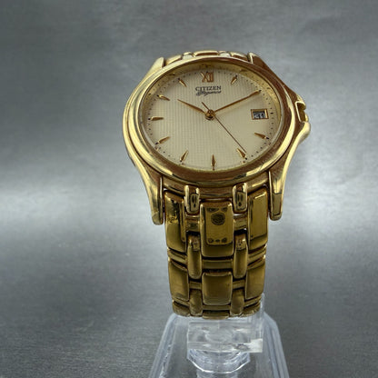 Citizen Elegance Watch Men 34mm Champagne Dial gold Tone Date 5510-H06832 NewBat5