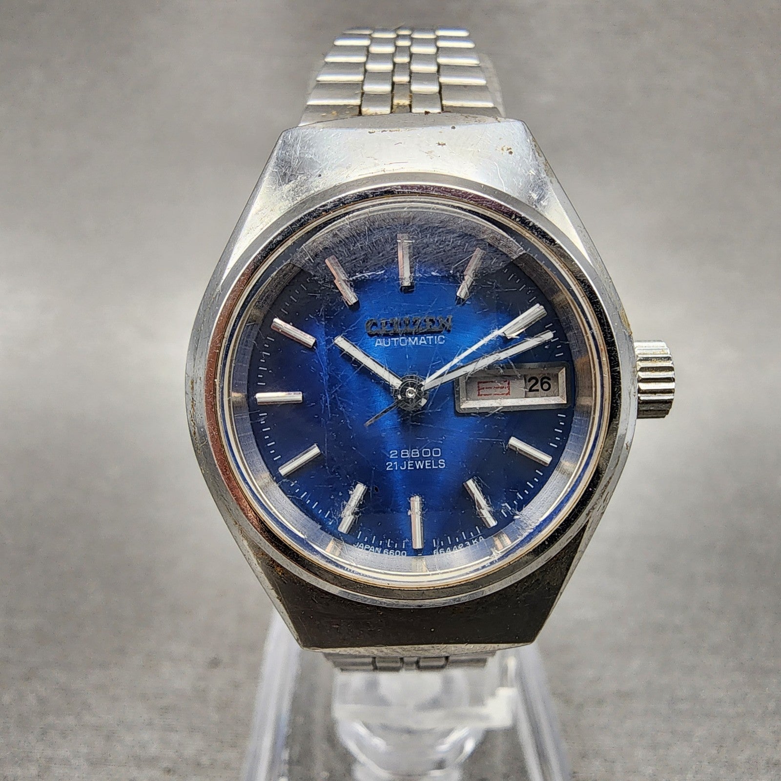 Citizen Automatic Watch Women 25mm Blue Dial Silver Tone Daydate 461332k Runs0