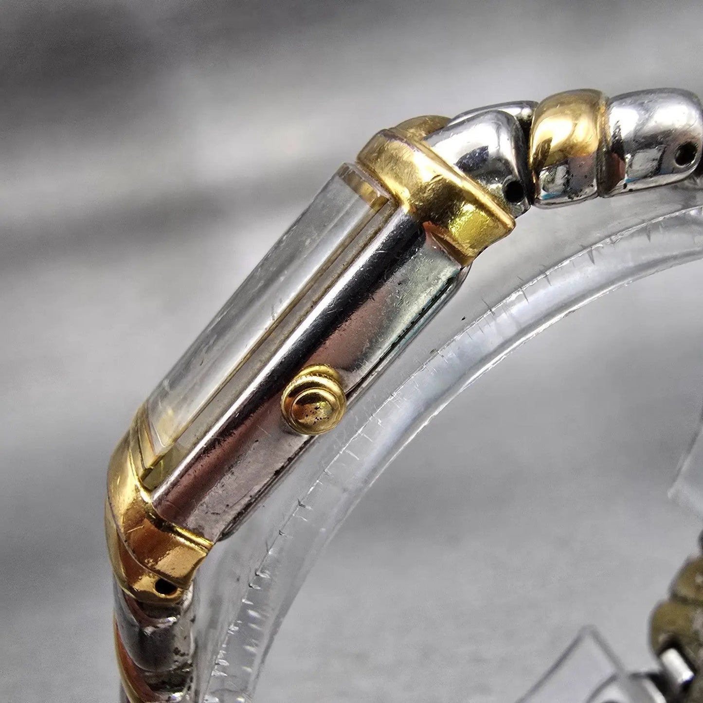 Seiko Watch Women 13mm MOP Dial Two Tone Rectangle 2E20-7259 New Battery VTG2