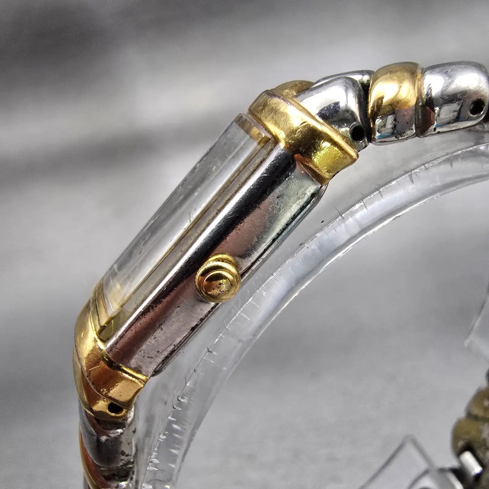 Seiko Watch Women 13mm MOP Dial Two Tone Rectangle 2E20-7259 New Battery VTG2