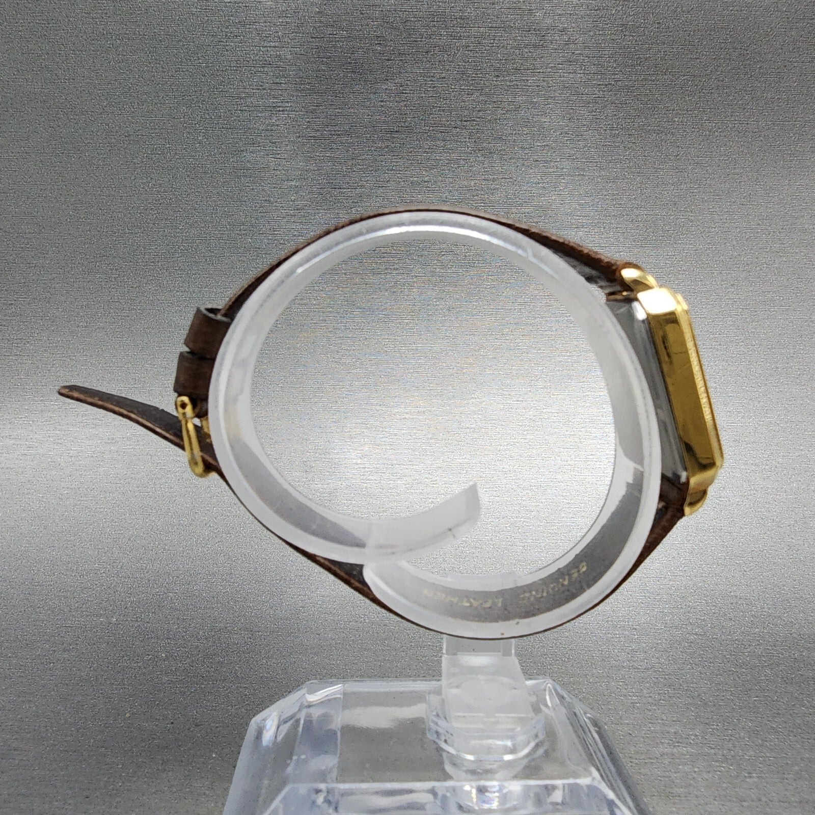 Lucien Piccard Dufonte Tank Watch Women 21mm Gold Dial Gold Tone Rectangle Runs8