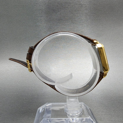 Lucien Piccard Dufonte Tank Watch Women 21mm Gold Dial Gold Tone Rectangle Runs8