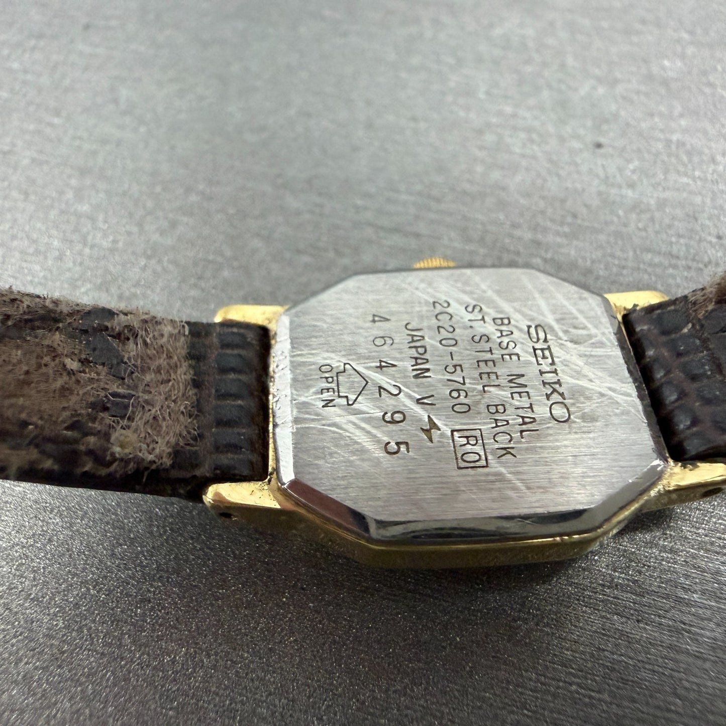 Seiko Watch Women 16mm Brown Dial Gold Tone Octagon 2c20-5760 New Battery VTG9