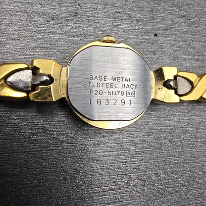 Seiko Watch Women 16mm White Dial Two Tone Oval 1F20-5H79 New Battery Vintage10