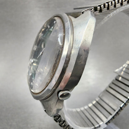 Seiko 5Actus Watch Men 37mm Green Dial Silver Tone Daydate 7019-7210 Runs READ!!