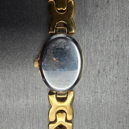 Bulova Watch Women 16mm MOP Dial Gold Tone Crystal Bezel Oval 98R51 New Battery10