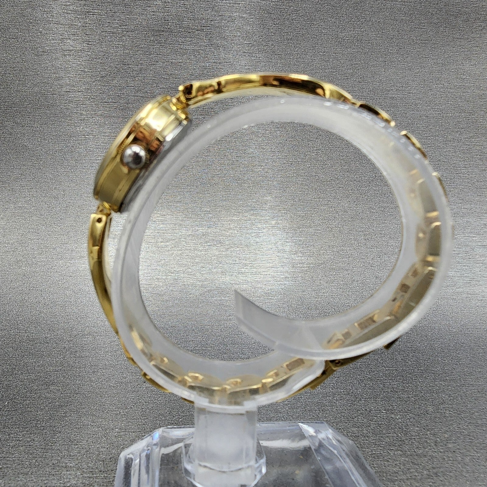 Grand Jour Interchangeable Bezel Watch Women 22mm MOP Dial Gold Tone New Battery8