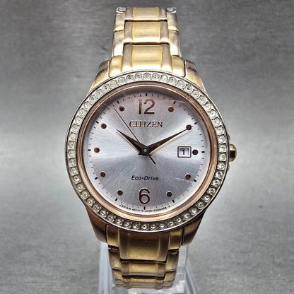 Citizen Eco-Drive Watch Women 30mm Silver Dial Rose Gold Tone Date Round Runs0
