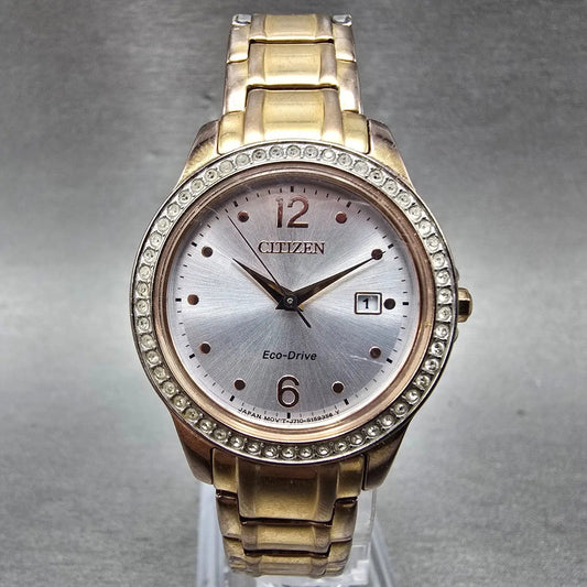 Citizen Eco-Drive Watch Women 30mm Silver Dial Rose Gold Tone Date Round Runs0